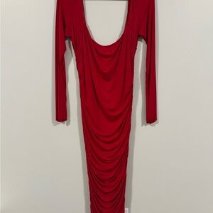 Oh Polly Red Backless Draped Dress
